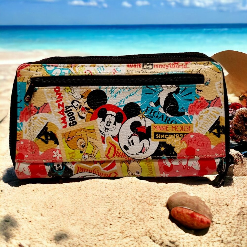 Mickey Mouse & Friends Wallet Colorful Disney Parks Classic Faux Leather Wallet - Picture 1 of 16
